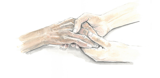 Illustration som visar händer som håller i varandra