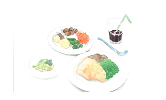 Illustration som visar mat och dryck