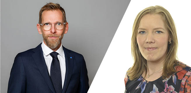 Socialminister Jakob Forssmed och Emma Henriksson.