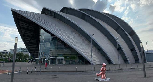 En av byggnaderna på SEC Exhibition centre Glasgow där konferensen hölls
