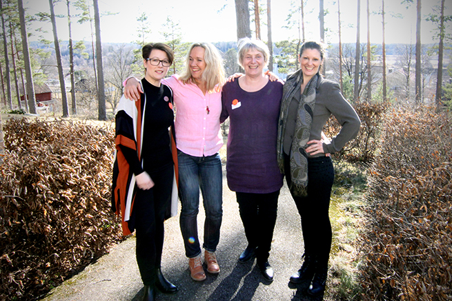 Arbetsgruppen som tar fram den gemensamma strategin. Från vänster: Linda Bentholm, Anna Axberg, Inger Eklind och Jessica Wride.