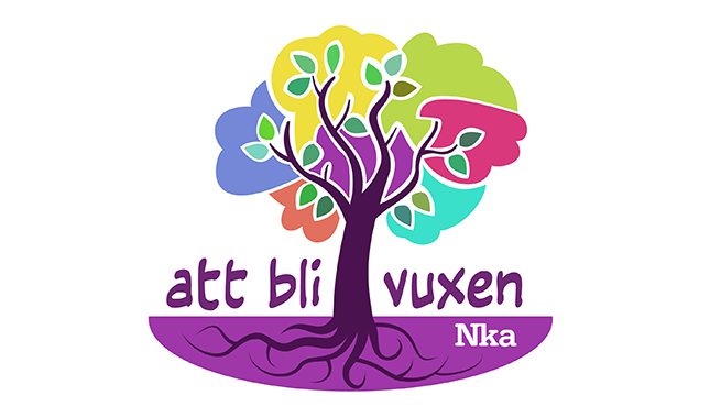 Ett träd och texten Att bli vuxen.