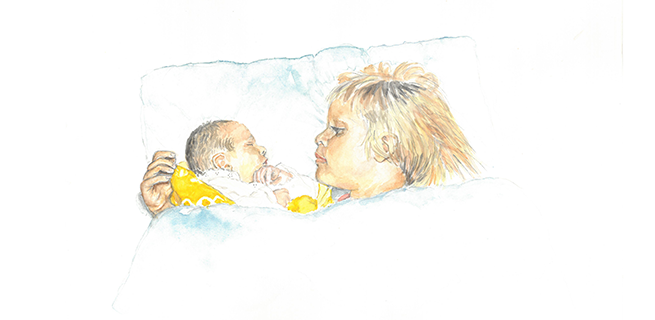 Illustration som visar två barn som sover