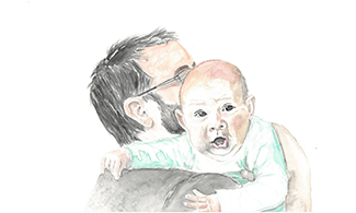 Illustration på förälder som håller i ett barn