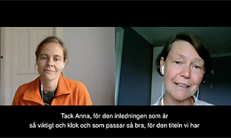 Anna Pella och Mona Pihl håller presentation via webben.