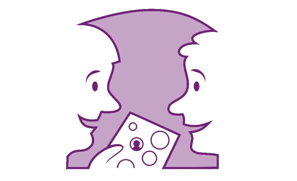 Illustration som föreställer två personer som pratar med varandra. 