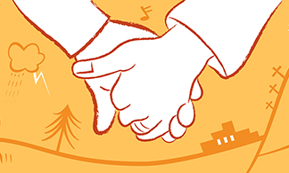 Illustration som visar två händer som håller i varandra