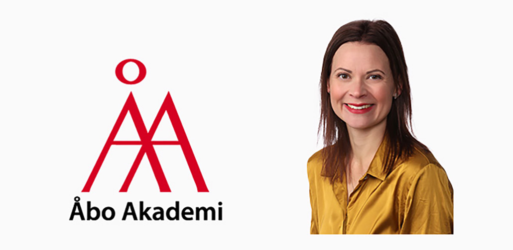 Bild på Åbo akademis logga och bild på Sarah Åkerman
